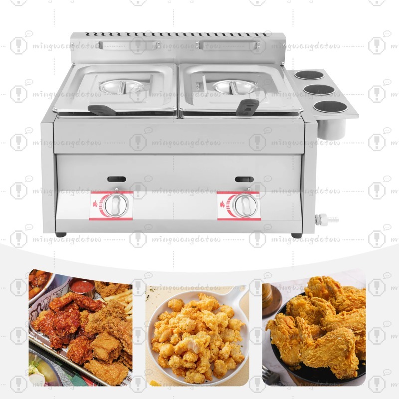 Deep Fryer Stainless - NEUE Gewerbliche Gas-Fritteuse 12L Edelstahl Doppelbehälter