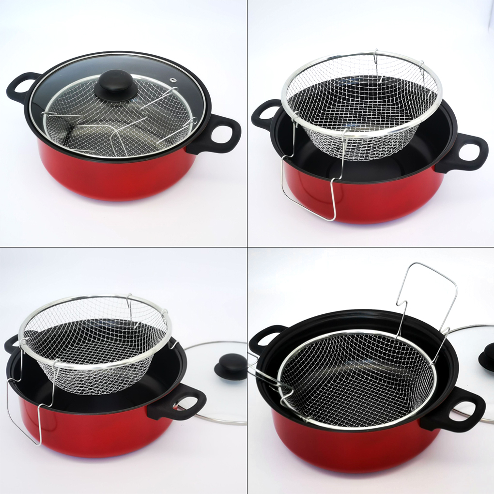 Deep Fryer Stainless - Frittiertopf mit Deckel Edelstahl Pommes Fritte